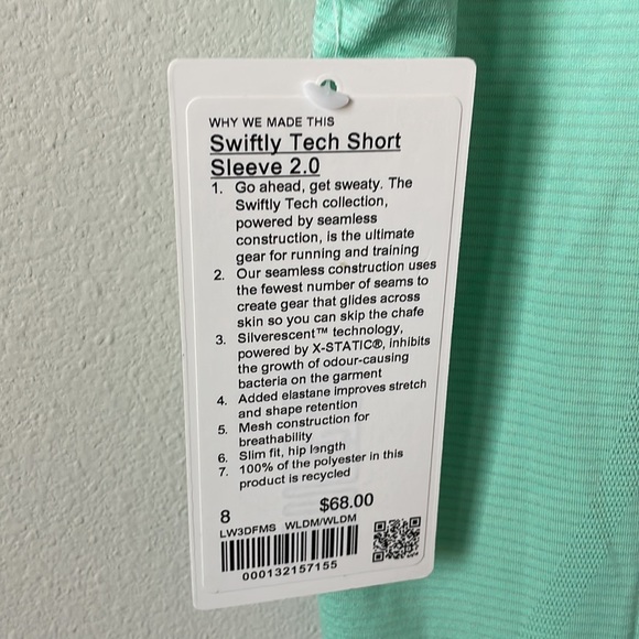 NWT Lululemon Swiftly Tech Short Sleeve 2.0 Wild Mint / Wild Mint Size 8 - Picture 4 of 10